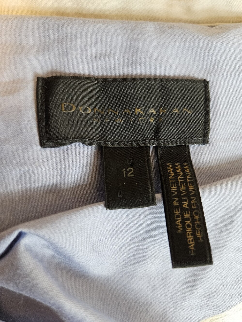 Donna Karan Midi Shirt Dress 12 Pockets Printed Pleated Belted Button Down Blue - Picture 13 of 16